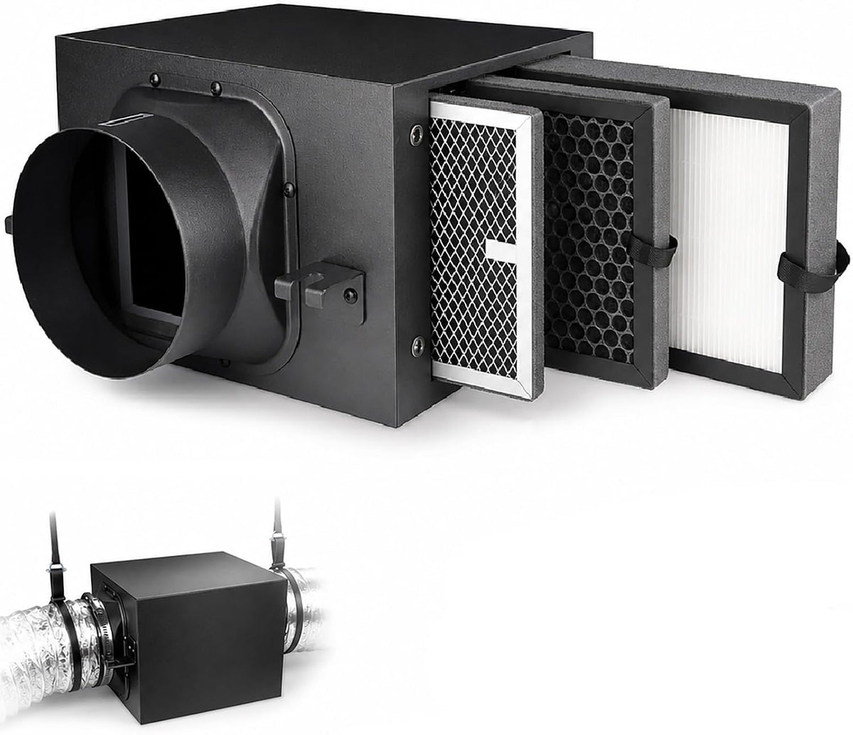 Meublly Ventilator Kanaalfilterbox, Voor 4 Inch Kanaalventilatoren
