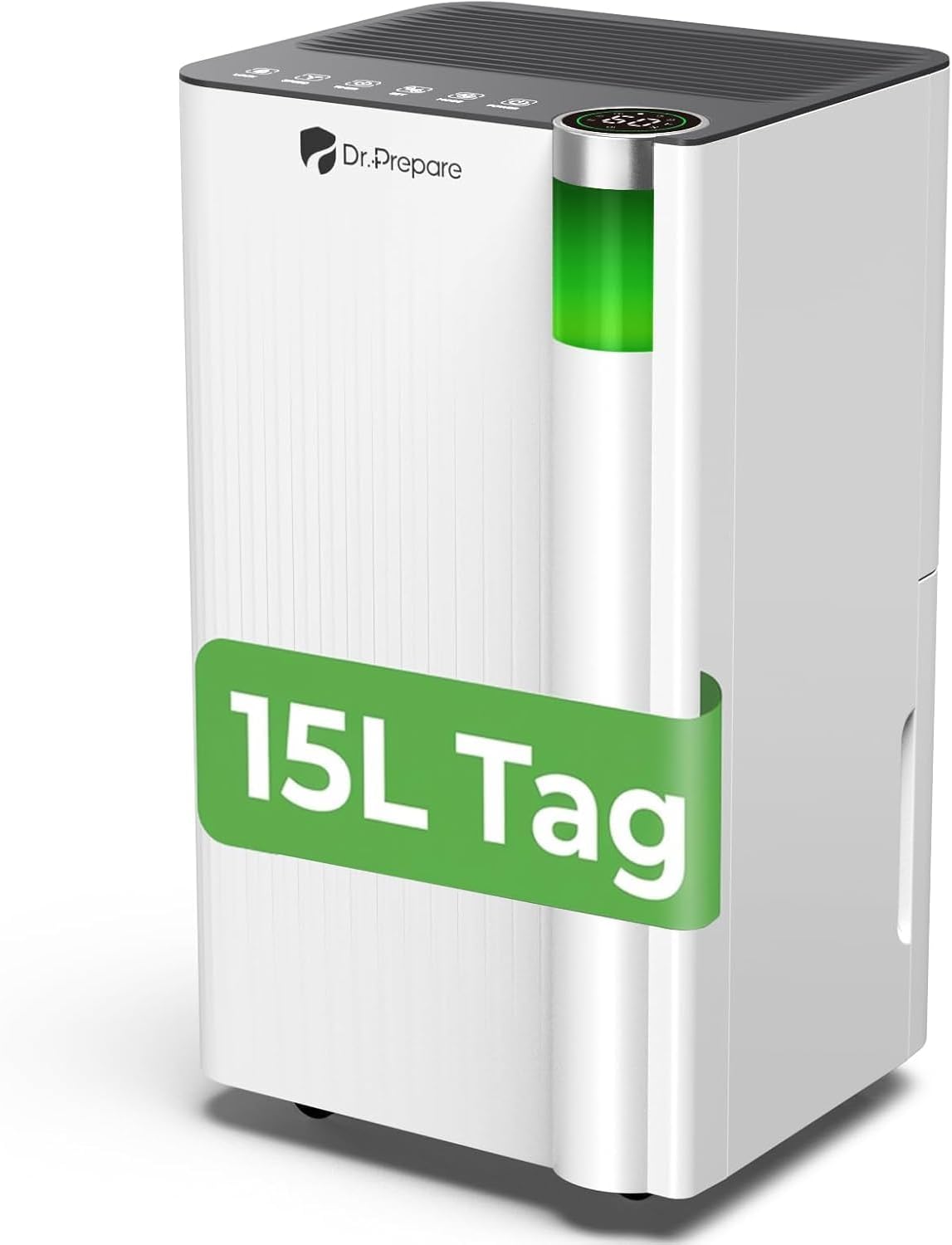 DR.Prepare Luchtontvochtiger, 15 l/24 uur, 35 dB, 24 uur, 3 modi, voor 20-30 m2, timer, geschikt, voor huis, stil, met continue drainage, kelder