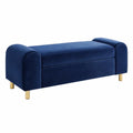 Samt Polsterbank Blau mit Metallbeinen