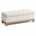 Gepolsterte Holzbank mit Stauraum Beige