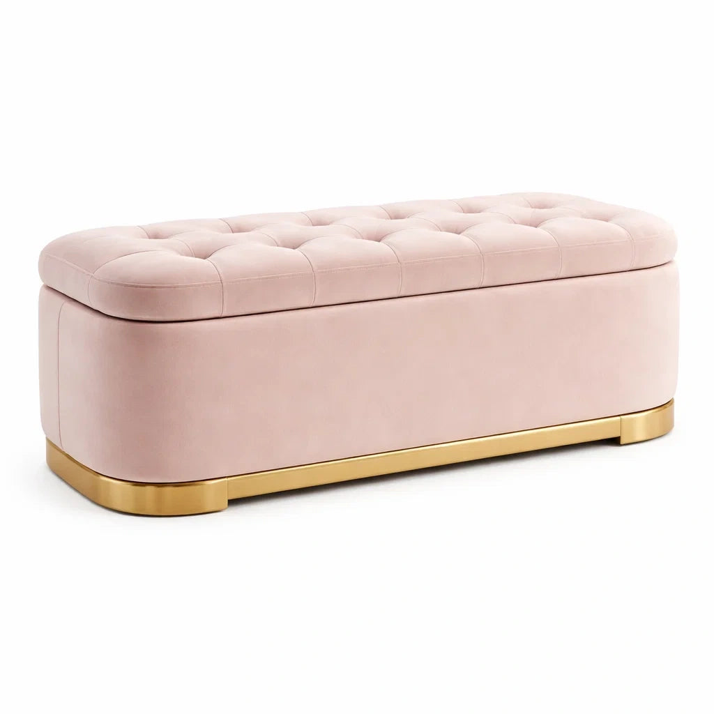 Polsterbank Samt Rosa mit Stauraum