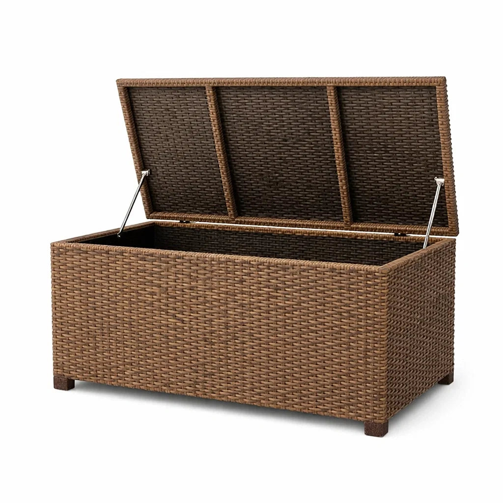 Garten-Aufbewahrungsbox Polyethylen-Rattan Braun 120 cm