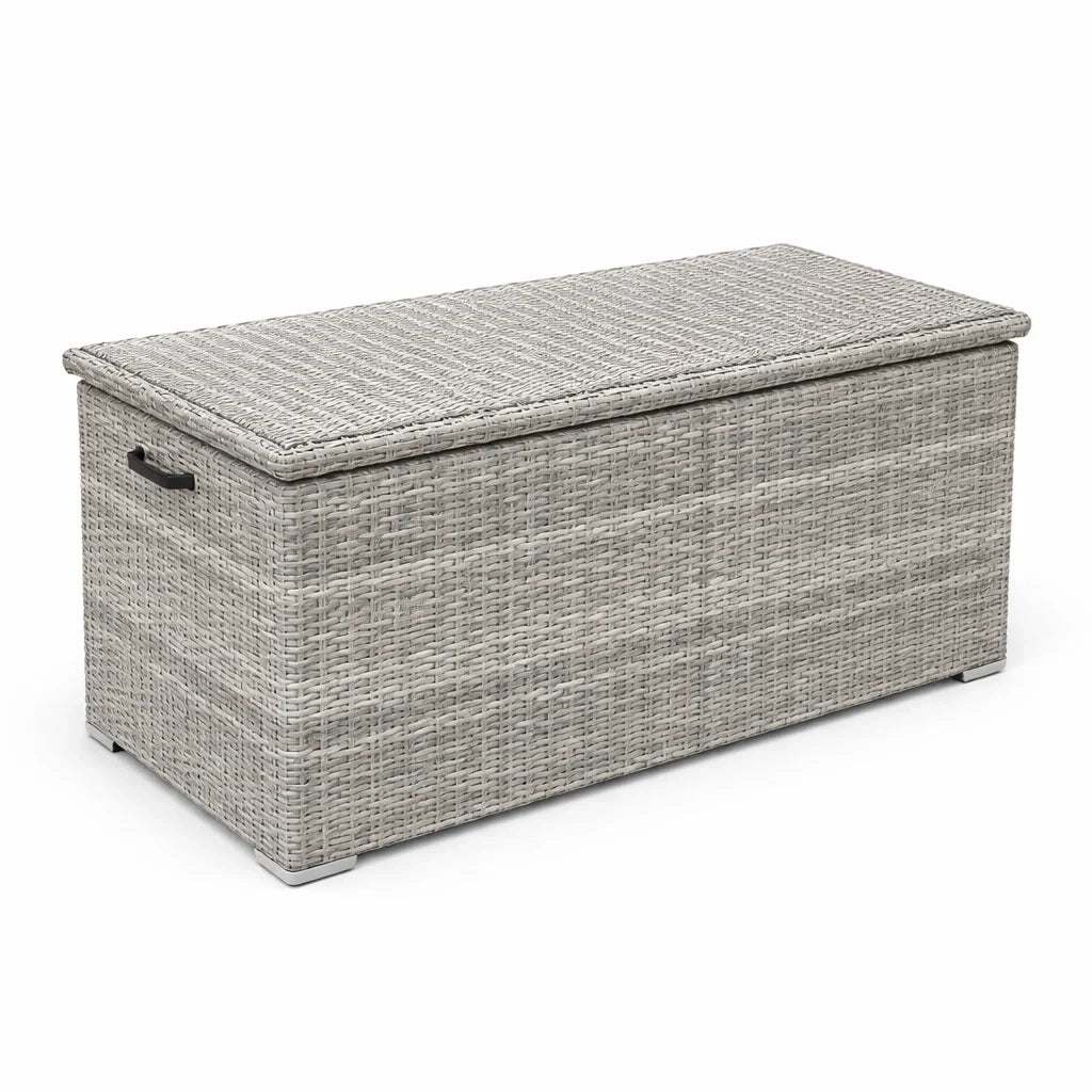 Aufbewahrungsbox aus Polyrattan und Stahl Grau
