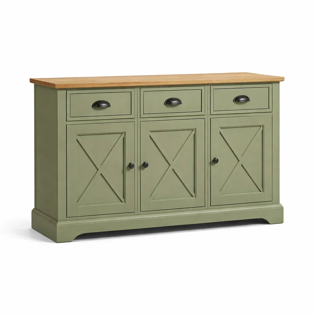 Grünes Sideboard aus MDF mit Schubladen und Türen