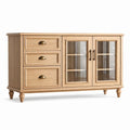 Eichenholz-Sideboard mit Klarglastüren und Schubladen