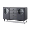 Sideboard MDF Gehärtetes Glas Schwarz 4 Schubladen 2 Türen 120x40x80 cm