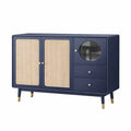 Sideboard aus MDF und Rattan mit Glastür 120x40x80cm