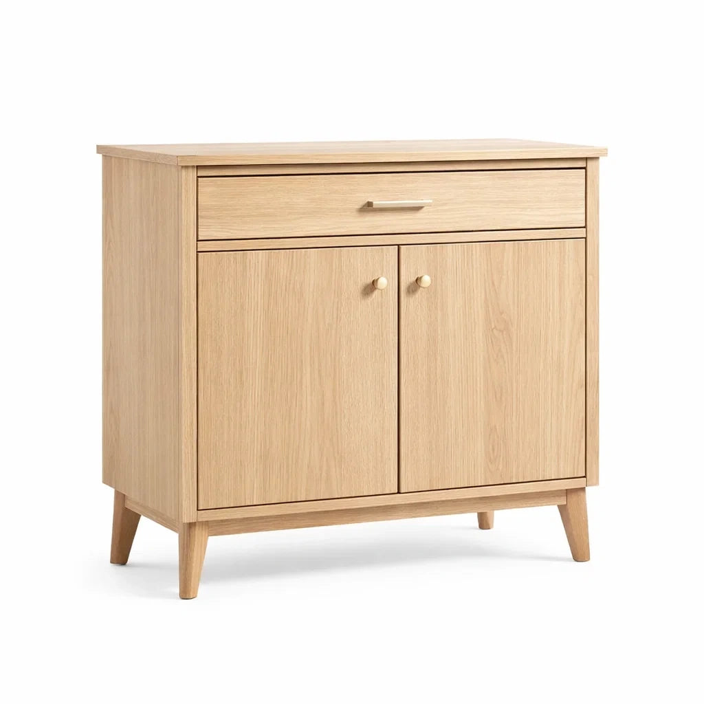 Sideboard aus Eichenfurnier mit Schublade und Türen 80x40x85 cm