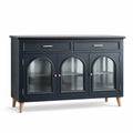 Sideboard Holz Blau Gehärtetes Glas Türen 120x40x85 cm
