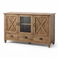 Sideboard aus Eiche mit gehärtetem Glas und drei Schubladen 120x40x80cm