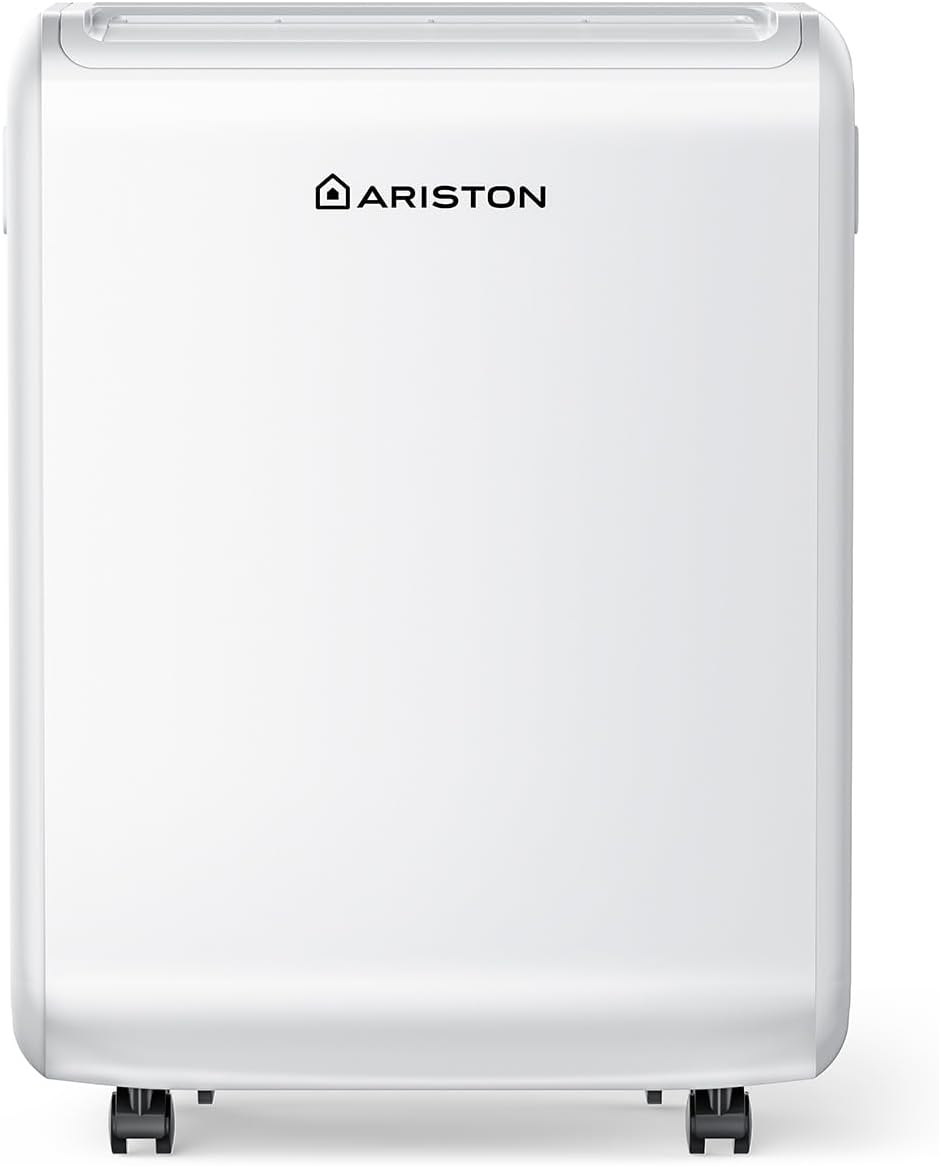 Ariston Luchtontvochtiger DEOS 12 EVO, 12 l/24 uur, verbruik max. 210 W, badkamer en ruimtes tot 31 m2, draagbaar, met wielen