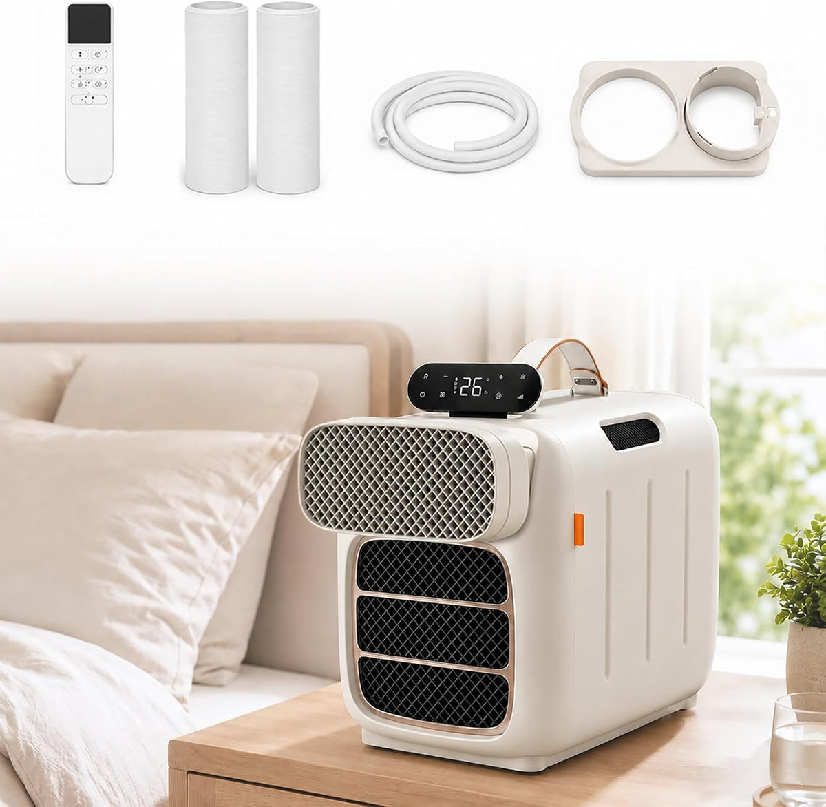 Hcauynn Mobiele airco Airconditioning, 1400 W koeling, 420 W vermogen, voor 10 m2, geschikt, voor camper en caravan, stille slaapmodus, touchpaneel