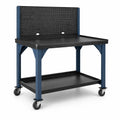 Metall-Werkbank mit Rollen, Ablage und Lochplatte 120x60x100cm