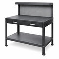 Metallwerkbank mit Schublade und Regal Stahl Schwarz 120x60x150cm