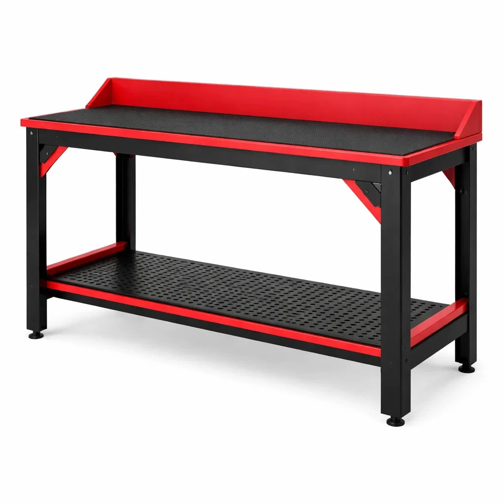Metall Werkzeugbank mit schwarzer/roter Oberfläche aus Stahl 120x60x90 cm
