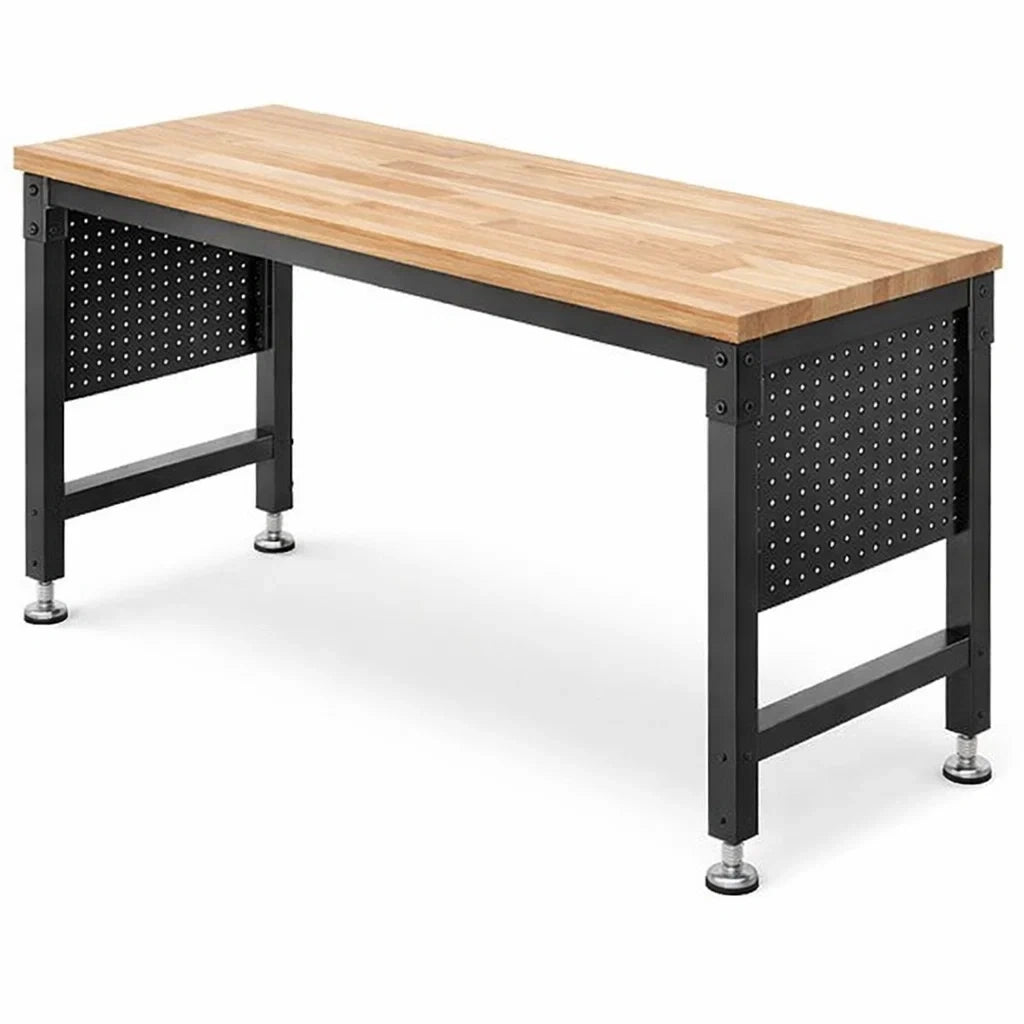 Werkbank mit Holzplatte und Stahlrahmen 200x60x90cm