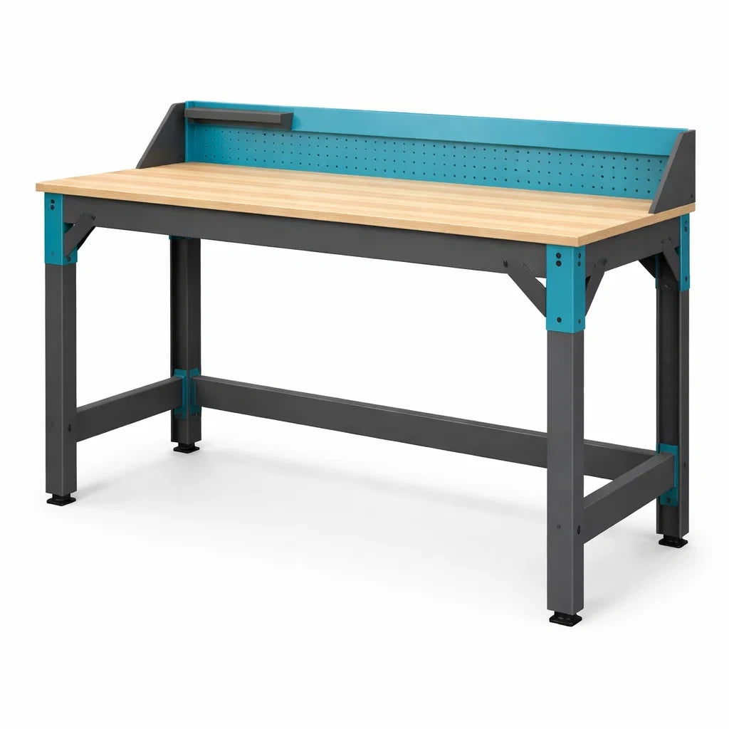 Werkbank aus Stahl mit Birkensperrholzplatte, 120x60x85 cm