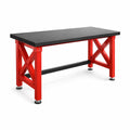 Werkbank Metall MDF Platte Rot/Schwarz 180x60x90 cm