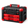 Kunststoff Werkzeugkiste stapelbar mit Schubladen ABS Schwarz Rot 40x30x25 cm