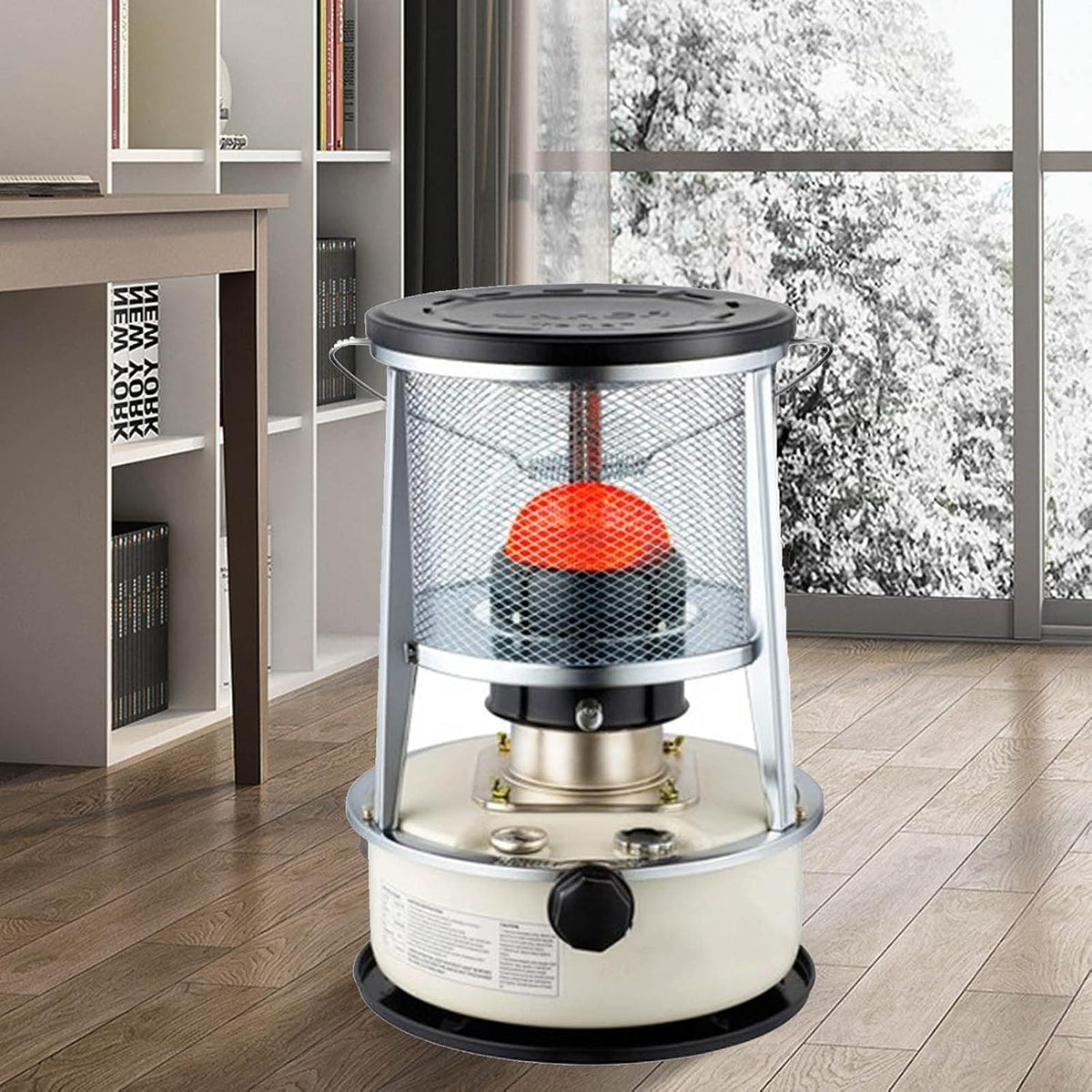 Suwooy Elektrische kachel Draagbare Petroleumverwarmer, 6L-wit, Met Opbergtas en 5 Lonten, Zonder Elektriciteit, Buiten Camping Petroleum Heater