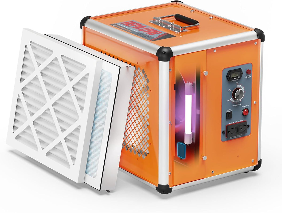 Abestorm Luchtreiniger Commerciële luchtwasser, H13 HEPA-actieve koolfilter, tot 600 CFM, met UV, C-licht, negatief ion, aluminium luchtreiniger