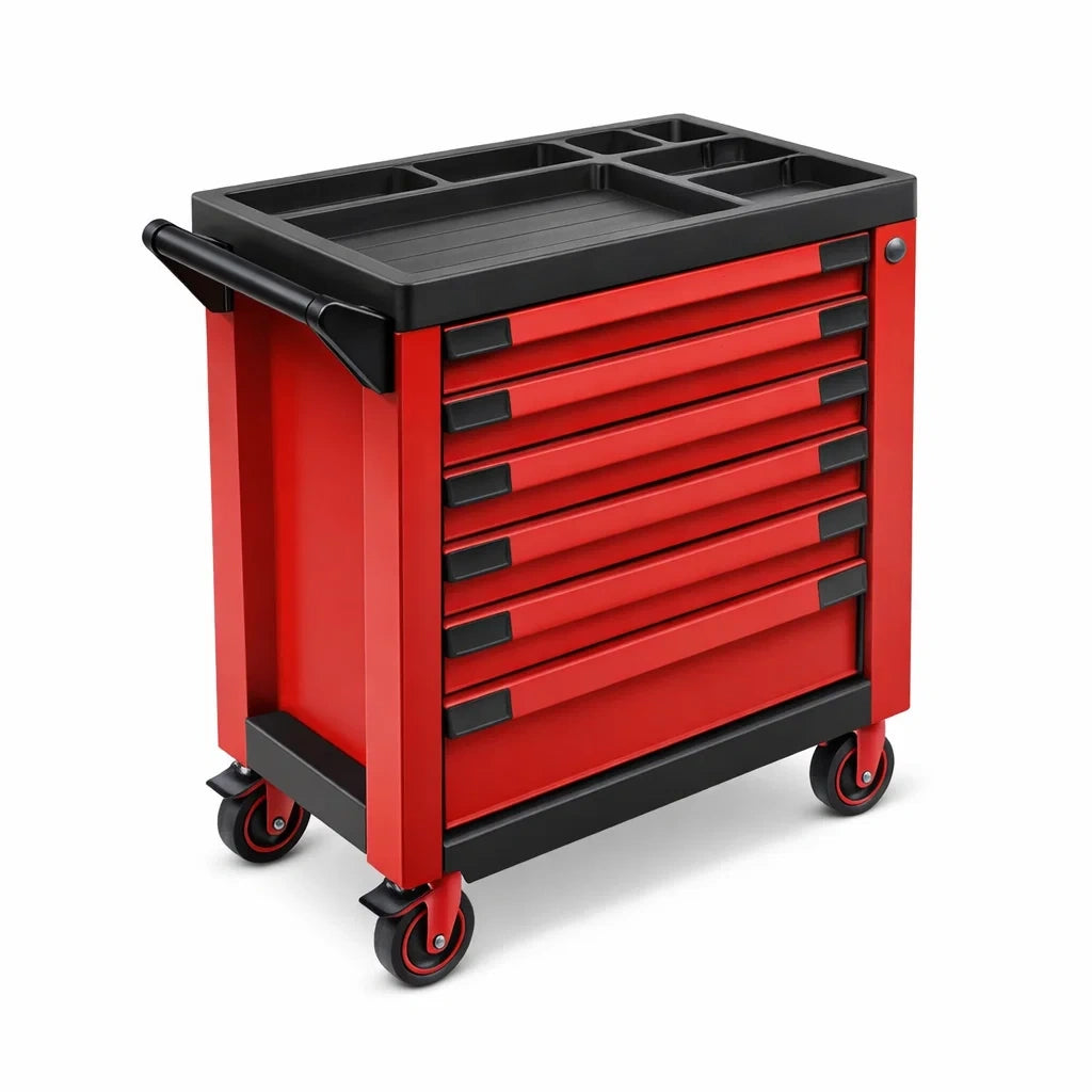 Stahl Werkzeugwagen mit 7 Schubladen Rot/Schwarz