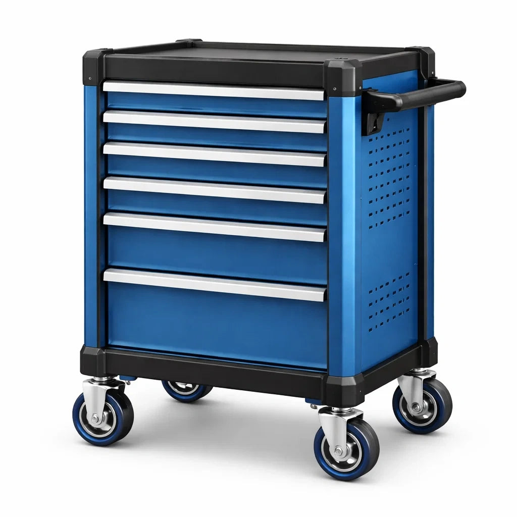 Stahl Werkzeugwagen mit 6 Schubladen Blau 73x38x85cm