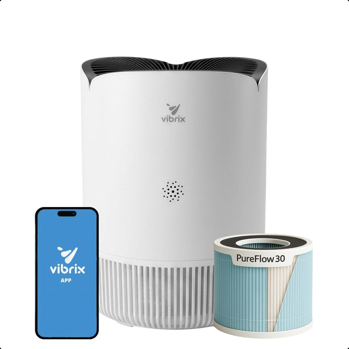 Vibrix Luchtreiniger PureFlow30, CADR van 180 m3/u, HEPA H13-filter & ionisator