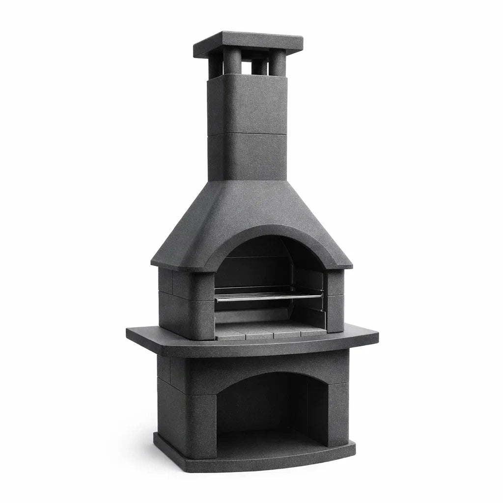 Gartenkamin Grill aus Beton Dunkelgrau