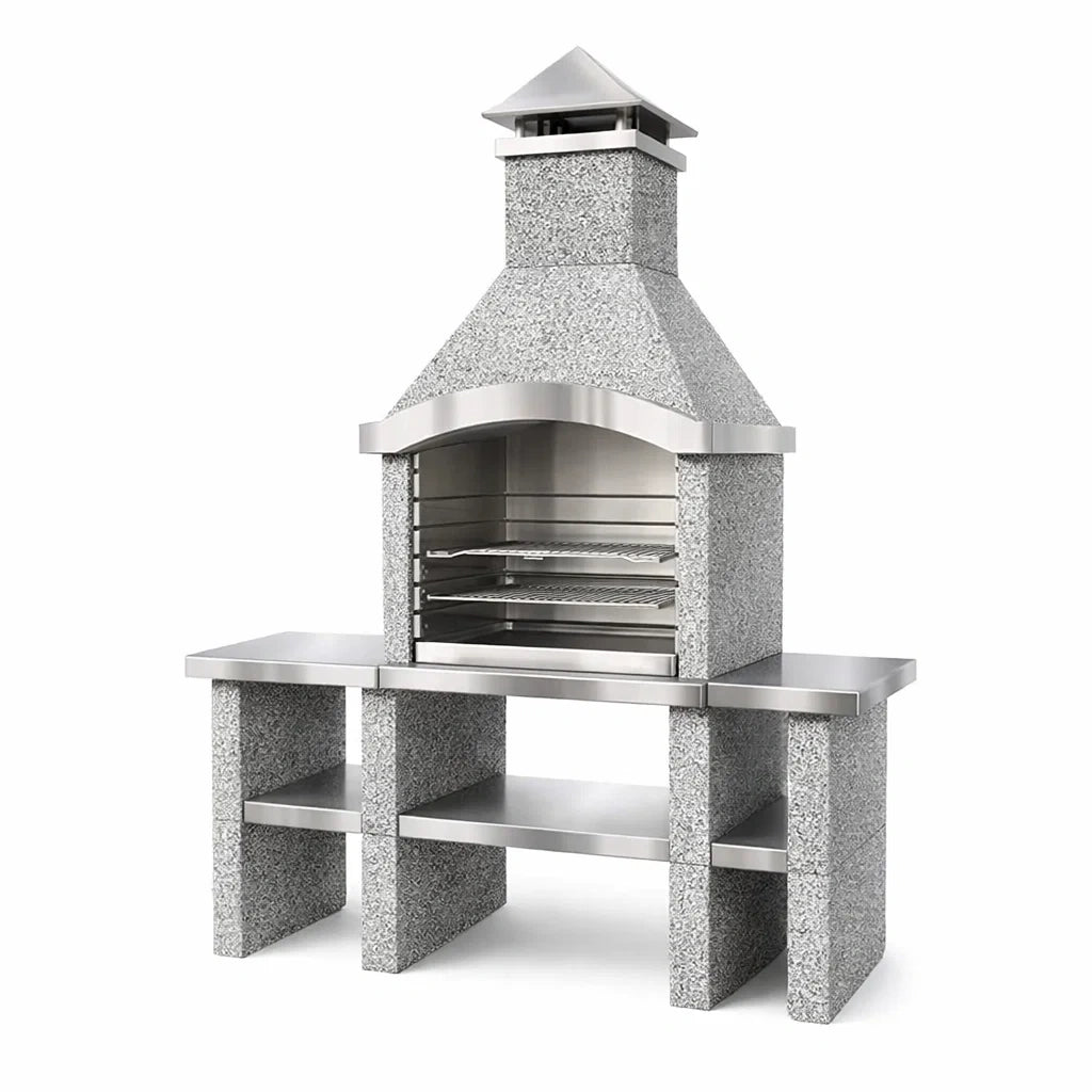 Granit-Holzkohlegrill mit Edelstahl 120x65x200 cm