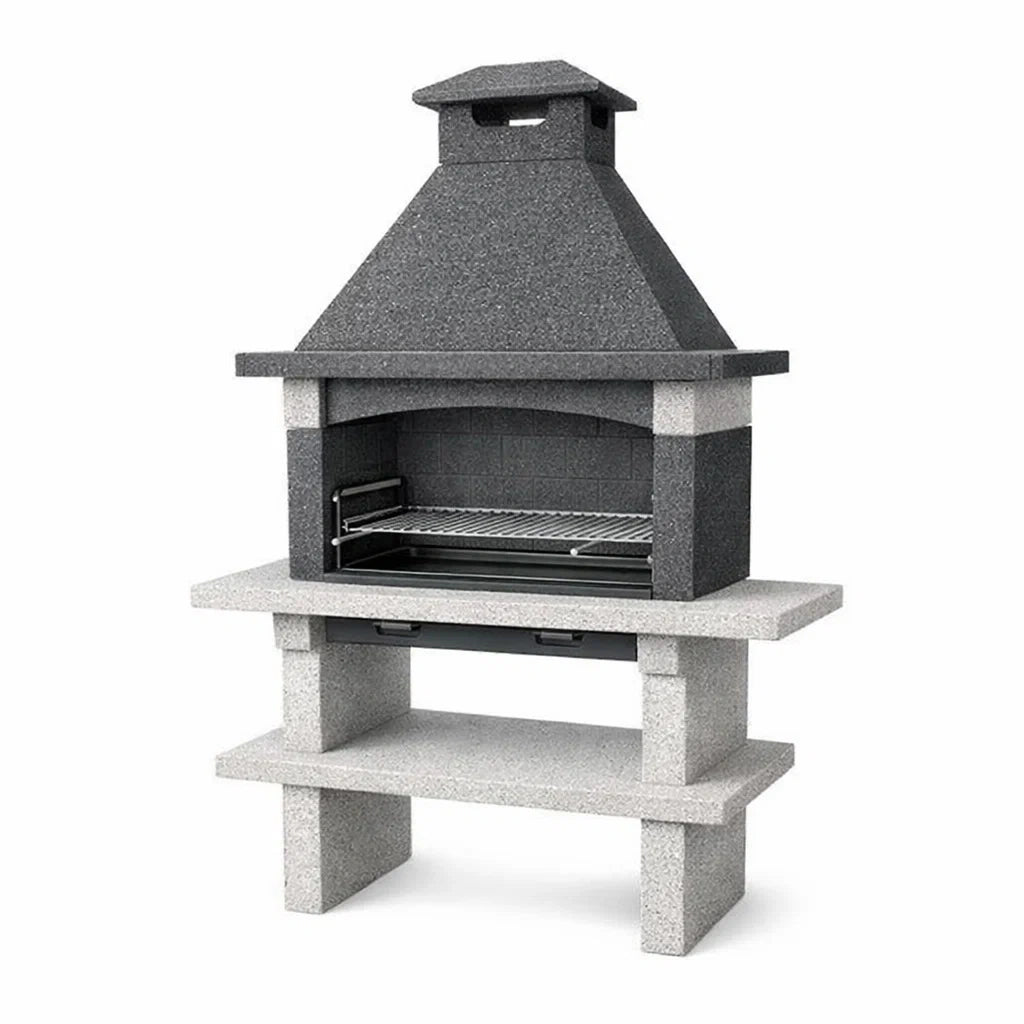 Gartengrillkamin aus Betonsteinen Grau 150x65x210 cm