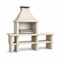 Beton Gartenkamin Grill mit Seitentisch Sandstein