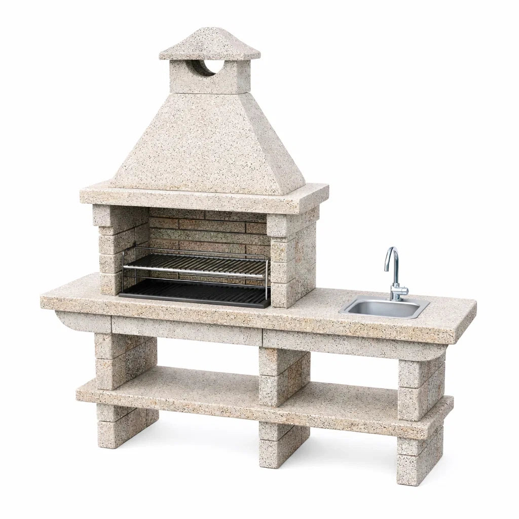Grillkamin aus Beton mit Spüle