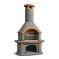 Betongrillkamin mit Ziegel Dekor Grau und Terrakotta 200x85x60 cm
