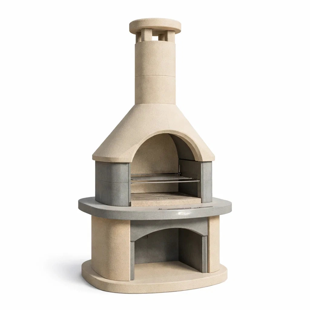 Betongrill mit Kamin Beige und Grau