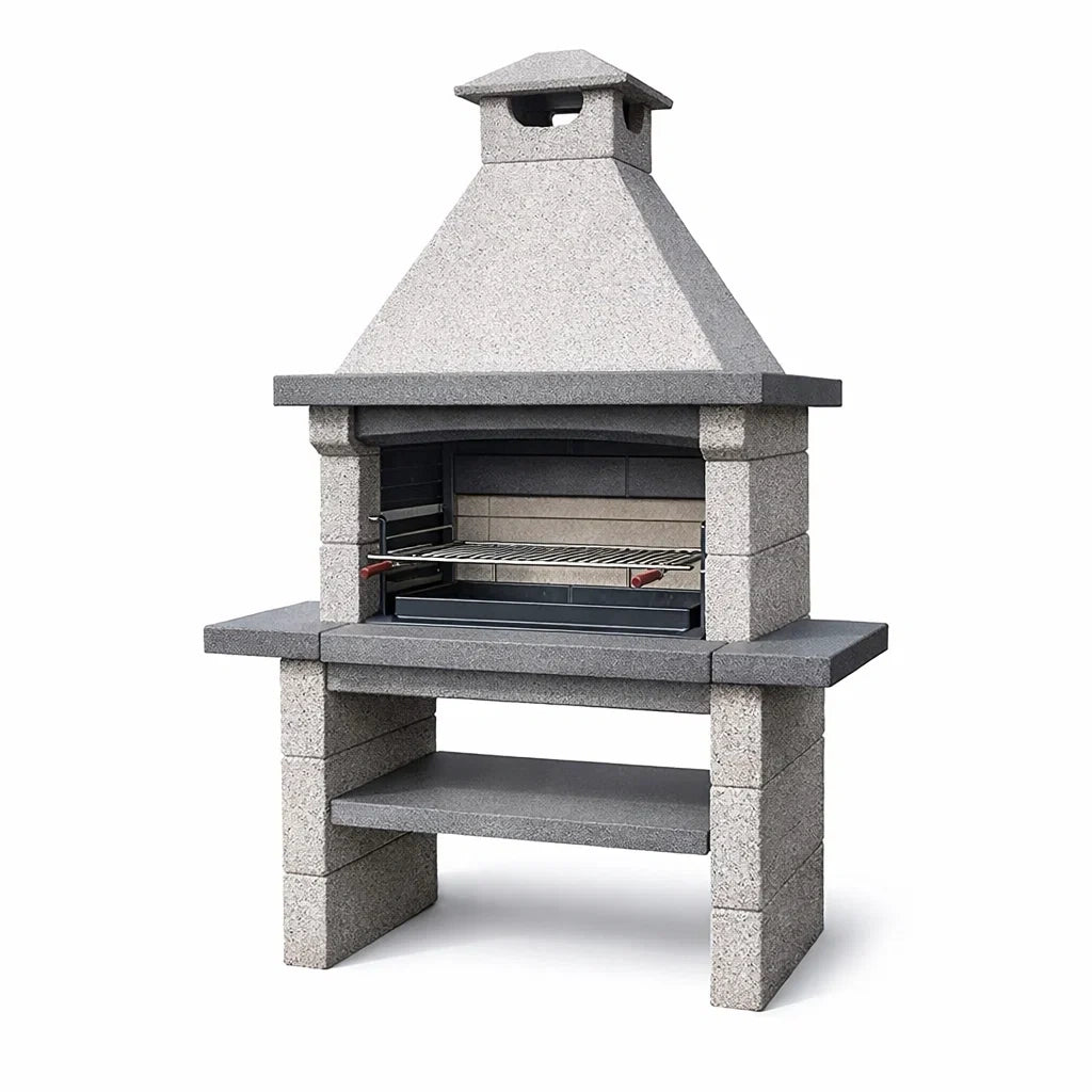 Betongrillkamin aus Beton mit Grillrost, 170 cm, Grau