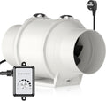 HG Power Ventilator 125 mm regulierbare afvoerventilator, toerentalregelaar, energiebesparend, stille kanaalventilator, badkamerventilator