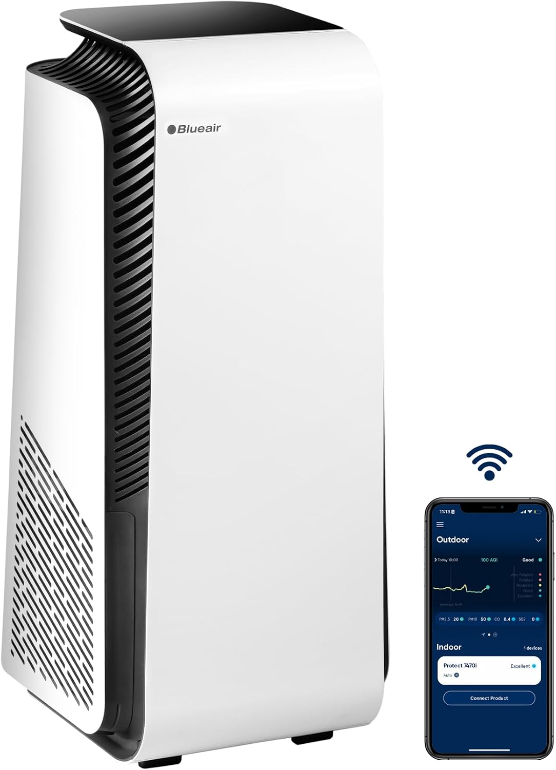 Blueair Luchtreiniger HealthProtect 7470i HEPA Silent tot 91m2, Wit, Luchtverbeteraar