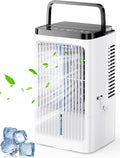 Terraspire Mobiele airco Geruisarme airconditioner, 1200 ml luchtkoeler-ventilator, met 4 snelheden, 90°-oscillatie, 2 mistmodi, zuiver wit