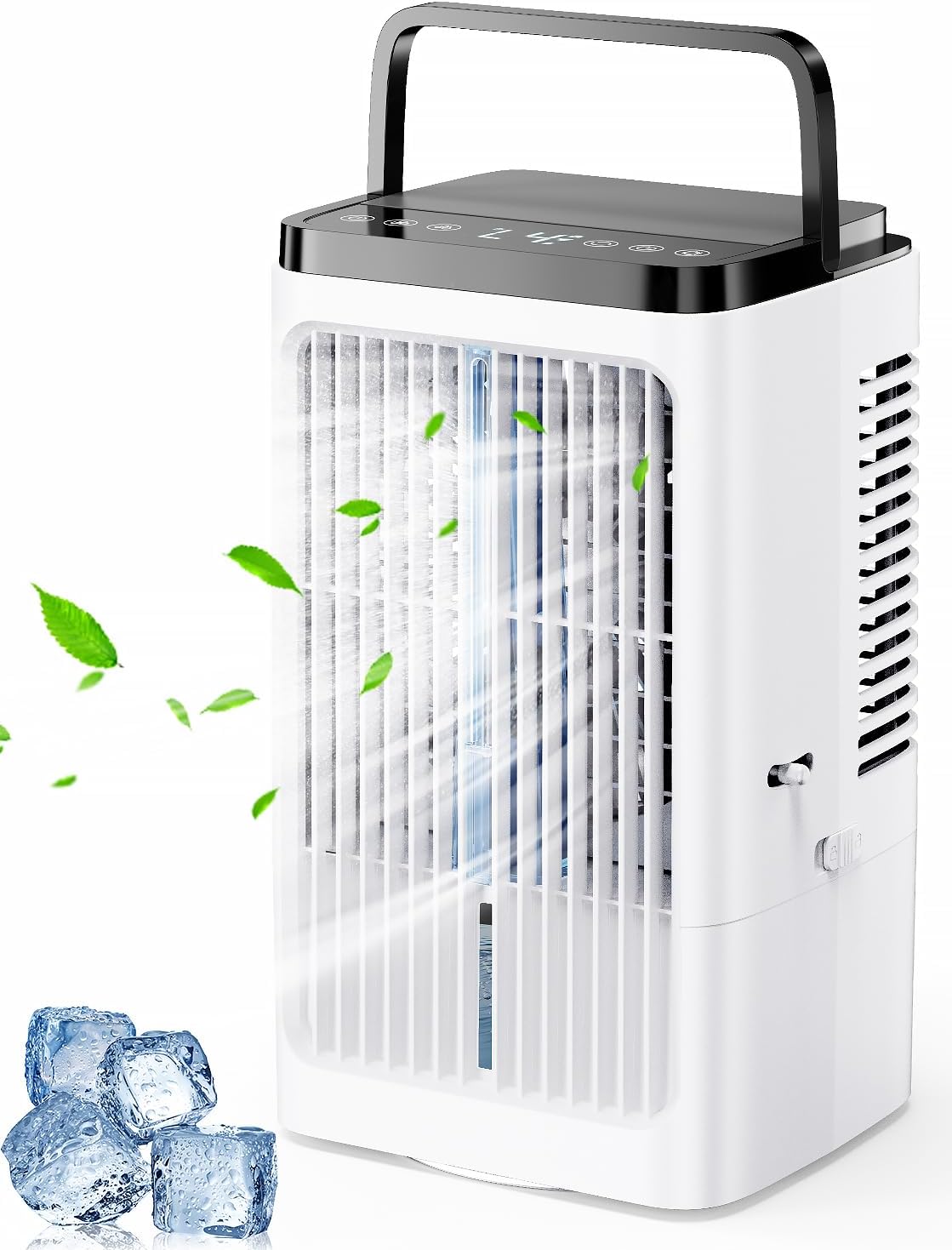 Terraspire Mobiele airco Geruisarme airconditioner, 1200 ml luchtkoeler-ventilator, met 4 snelheden, 90°-oscillatie, 2 mistmodi, zuiver wit