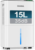 Luchtontvochtiger Shanna elektrisch 15L/24h, ontvochtiger elektrisch 35dB, voor ruimtes ca. 35m2, koelmiddel R290, 10 J. Gar., timer, met afvoerslang