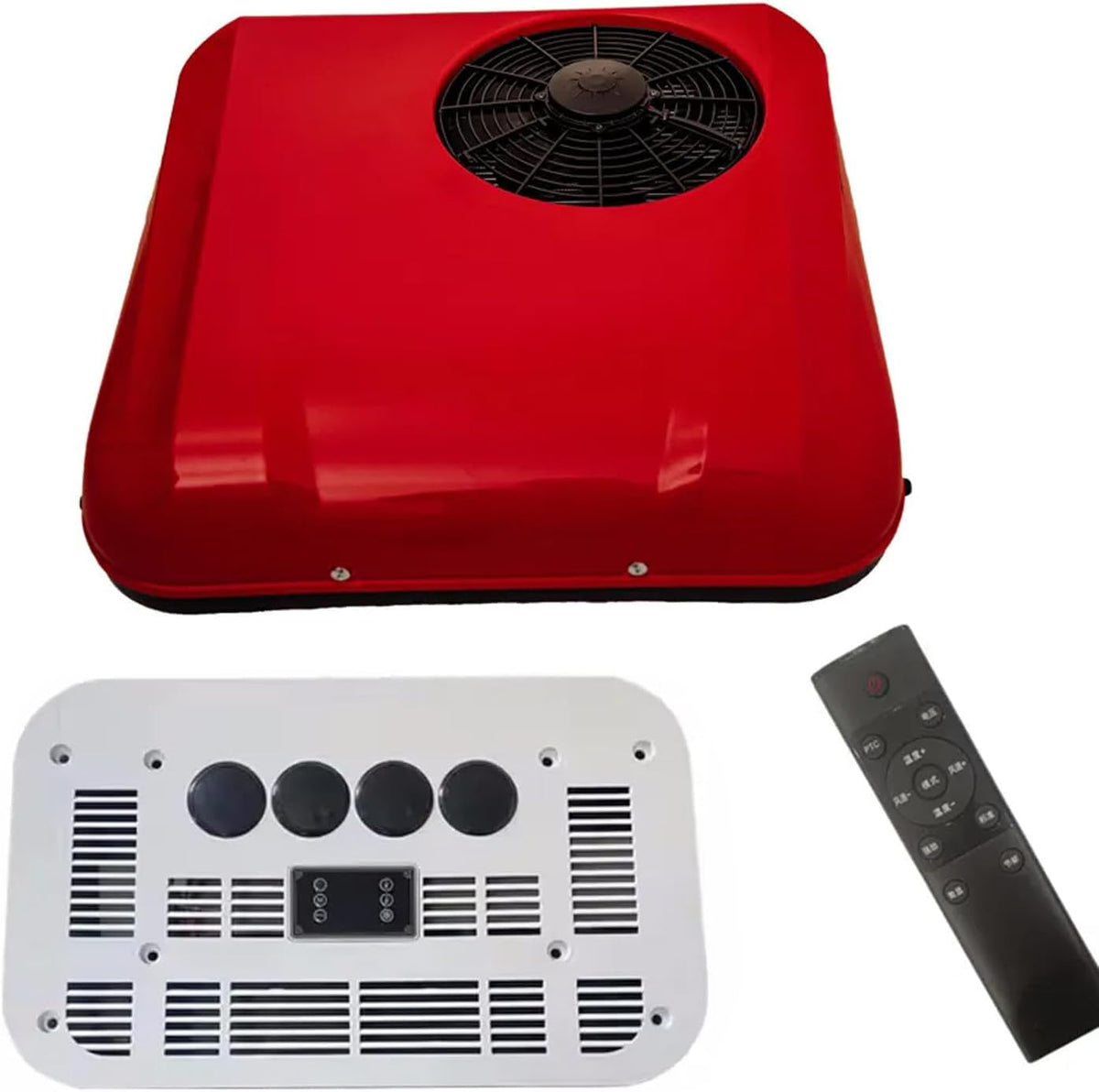 guoyjmm Airconditioning Dakairco, voor campers 12V/24V, Red-24V, met afstandsbediening, voor vrachtwagencabines, split-airco op het dak, aanhangwagens