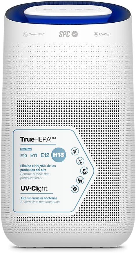 SPC Luchtreiniger Espirare Max, True HEPA-13-filter, 4 filterfasen, Intelligente draadloze luchtreiniger, voor grote ruimtes, UV-licht, super stil