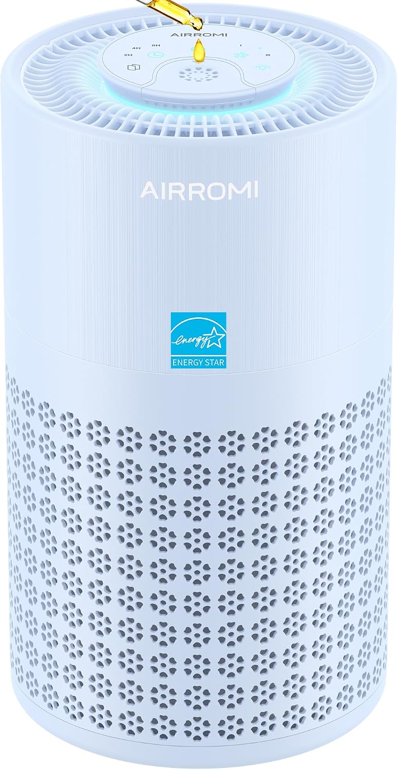 Airromi Luchtreiniger, met 3-in-1 HEPA-filter, dekt tot 300 vierkante meter af, voor slaapkamer, voor huisdieren, voor thuis, kattenurinegeur