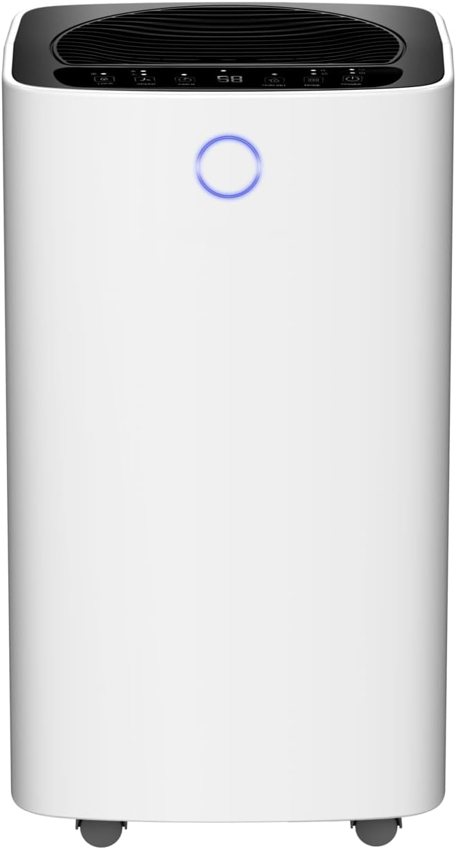 Quality Heating Luchtontvochtiger Quality Cooling 12L per Dag, Vochtregeling en Wit Compact Design, voor Slaapkamer, Woonkamer en Huis, Stille Werking