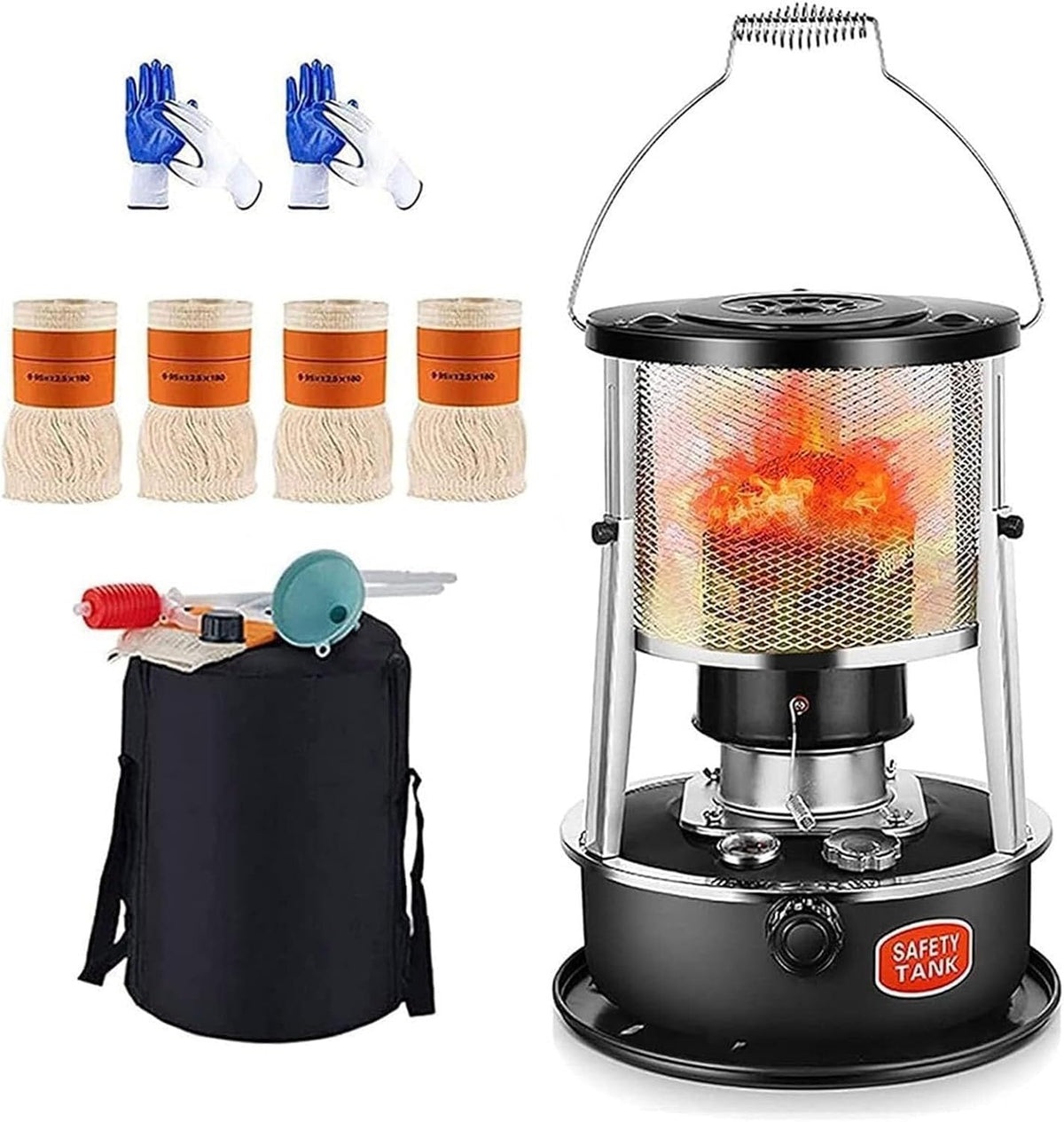 Chipel Elektrische kachel Draagbare oliekachel, 4,5 liter multifunctionele, lichtgewicht roestvrijstalen petroleumkachel