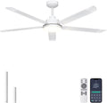 Ventilator Ohniyou 152 cm plafondventilator, 5 vleugels van aluminium, met afstandsbediening/app, wit, met licht, industriële plafondventilatoren