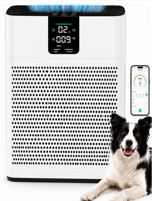 Luchtreiniger, met 2 extra filters(Off wit), HEPA, voor thuis, slaapkamer, kantoor