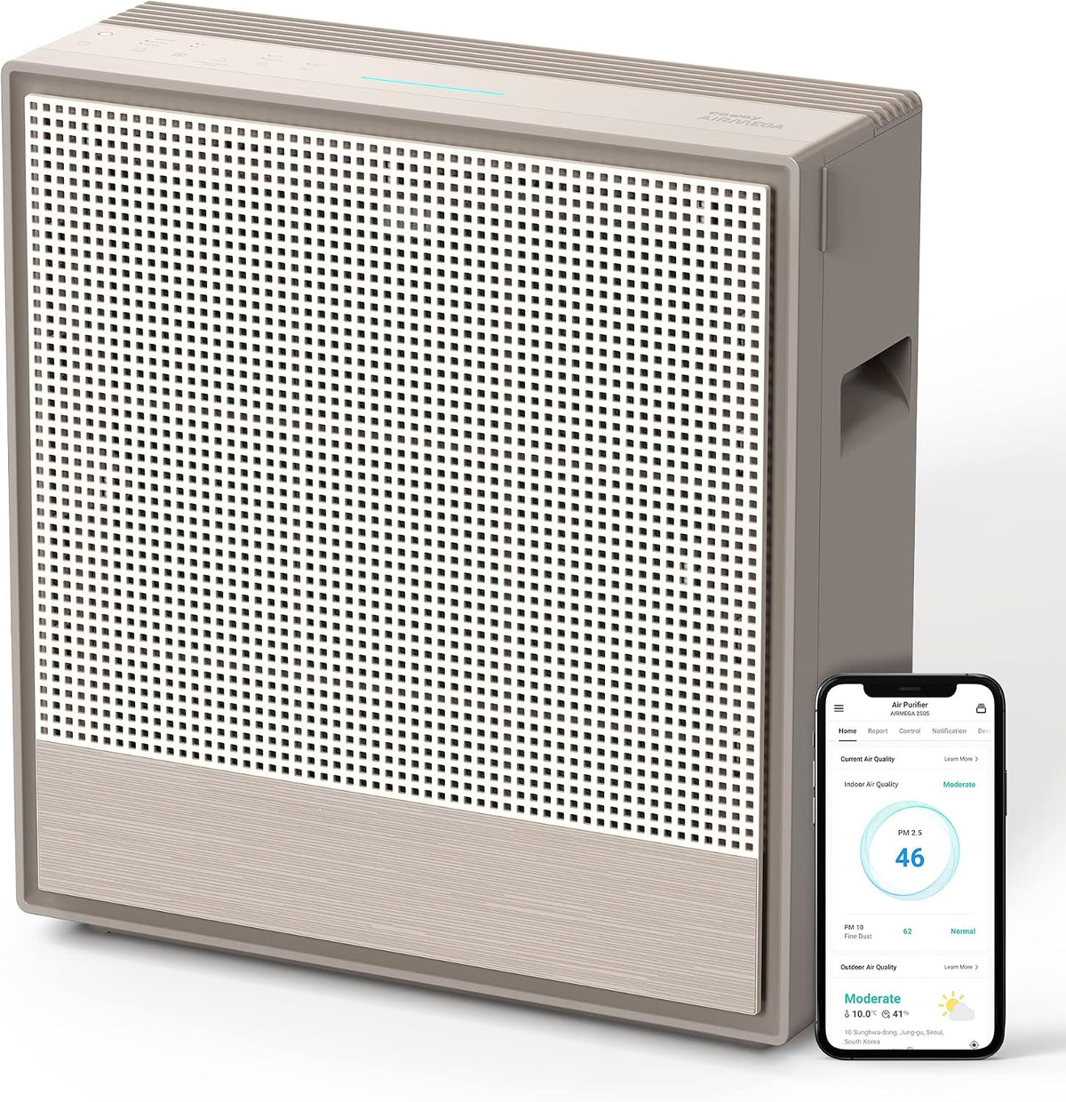 Coway Luchtreiniger Grote luchtreinigers, voor thuis tot 1,860 ft2, wasbaar voorfilter en HEPA True filter, App Control, voor smoke, allergieën, Odor