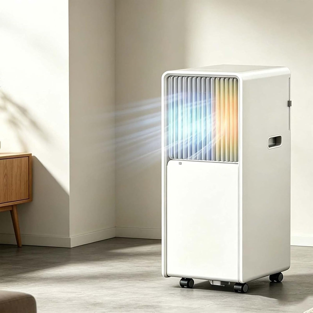 Mobiele airco Zjunli Inverter, Stoffilter & 360° Wielen, Draagbare Airconditioner, met Koeling, Verwarming, Ontvochtiging, Ventilatie, voor Thuis